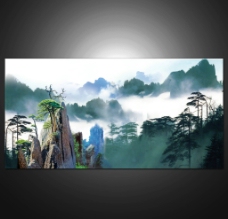 室内背景室内大型水墨中国风装饰画背景图片