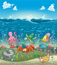 其他生物矢量素材卡通海洋生物插画