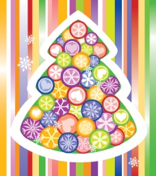 矢量彩色缤纷圣诞树素材