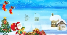 雪色冬日圣诞节图片PSD分层模板