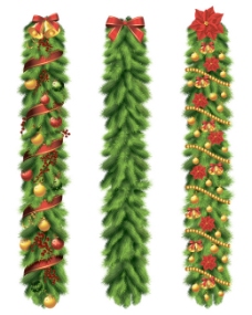 矢量精美圣诞节绿叶装饰图片