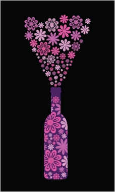 花朵创意矢量创意花朵酒瓶设计
