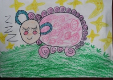儿童绘画作品 小羊吃草图片