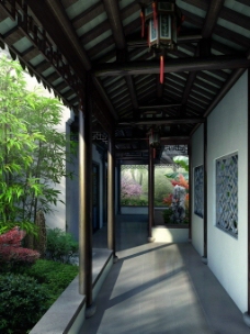 果园风光中国古典园林风光效果图图片