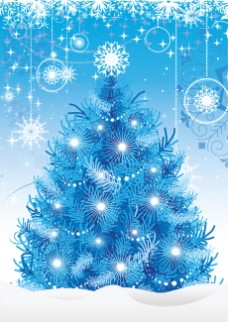 矢量蓝色圣诞树星光底纹素材