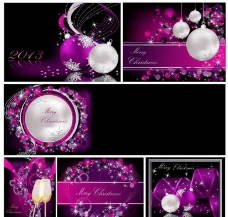 紫色圣诞背景香槟美酒图片