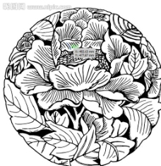 吉祥图案圆形图案花卉系列吉祥纹样牡丹花图片