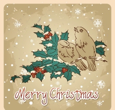 潮流素材浪漫小鸟圣诞背景图片