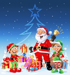 快乐老人圣诞老人和快乐儿童圣诞背景图片