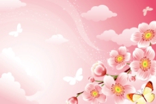粉红桃花蝴蝶矢量图片